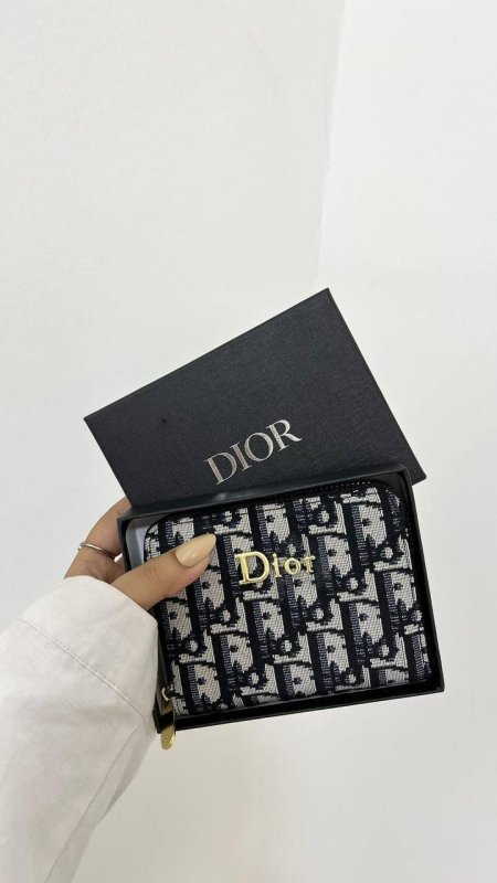 محفظه dior صغيره - رمادي قماش